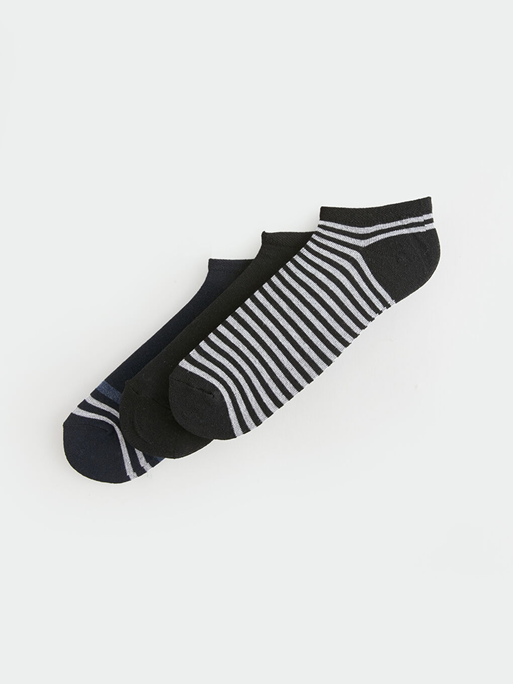 Siyah Desenli Erkek Patik Çorap 3'lü-1