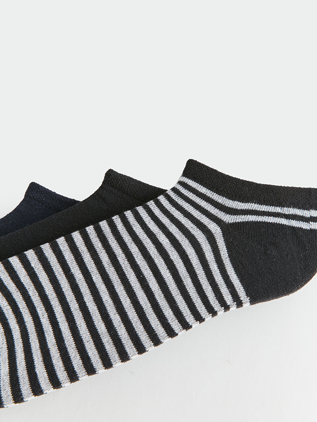 Siyah Desenli Erkek Patik Çorap 3'lü-2