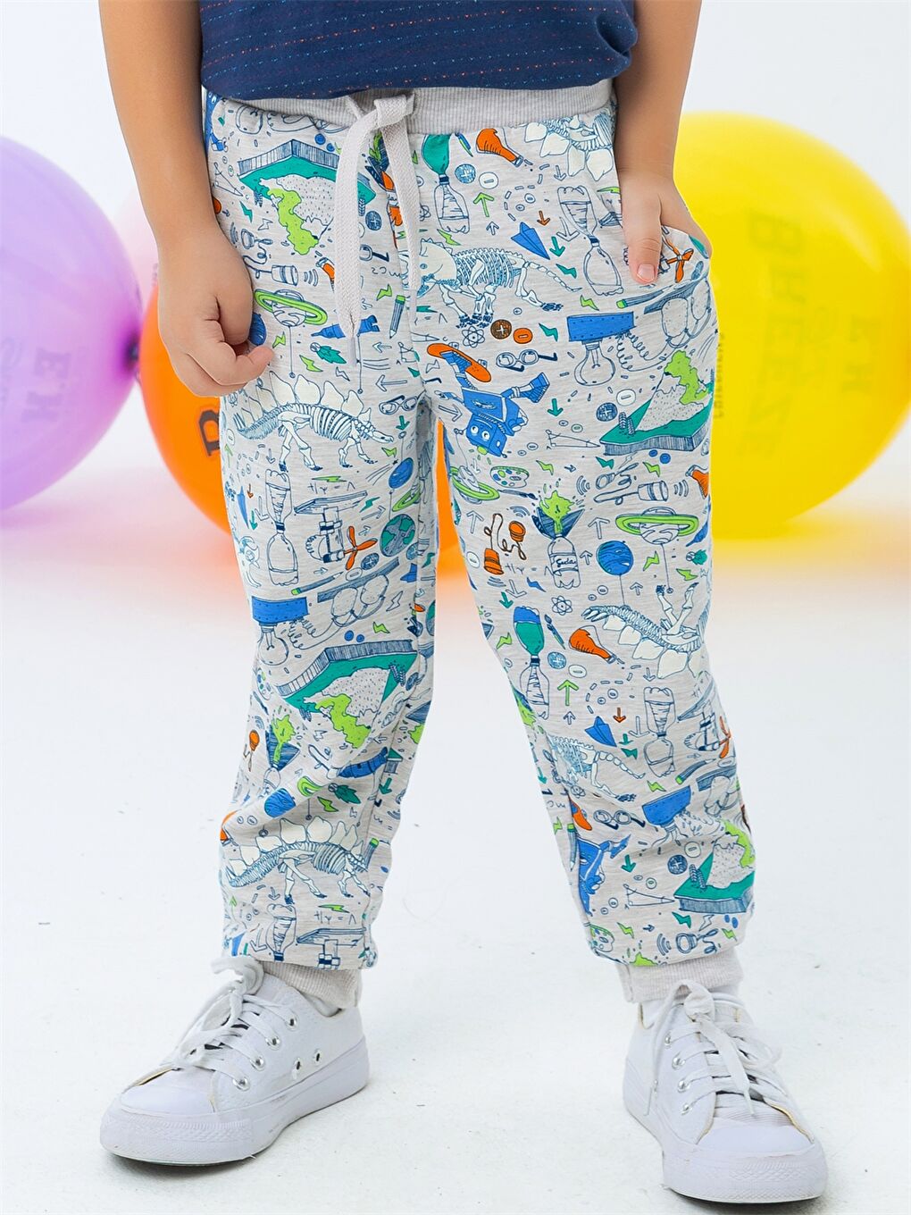 Bej Baskılı Erkek Bebek Eşofman Alt