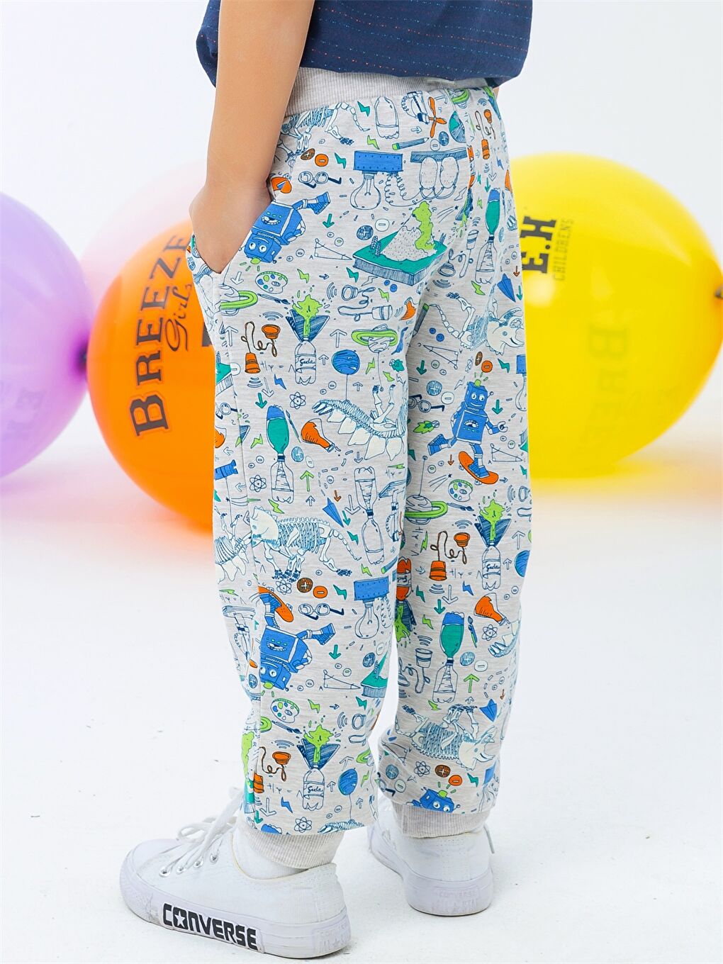 Bej Baskılı Erkek Bebek Eşofman Alt-1