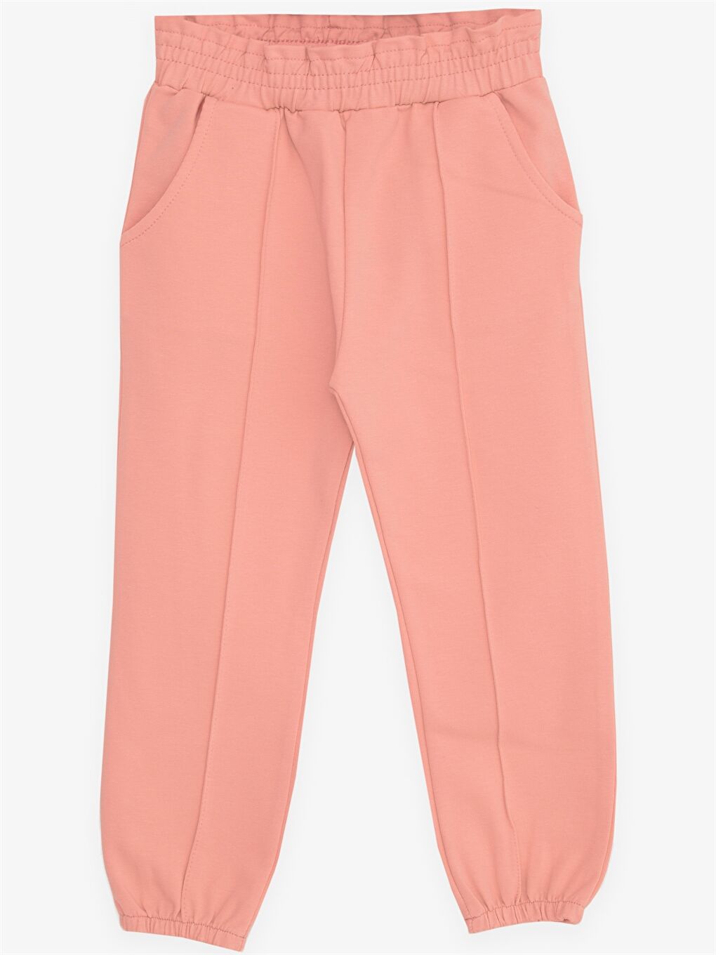 Turuncu Beli Lastikli Basic Kız Bebek Eşofman Alt