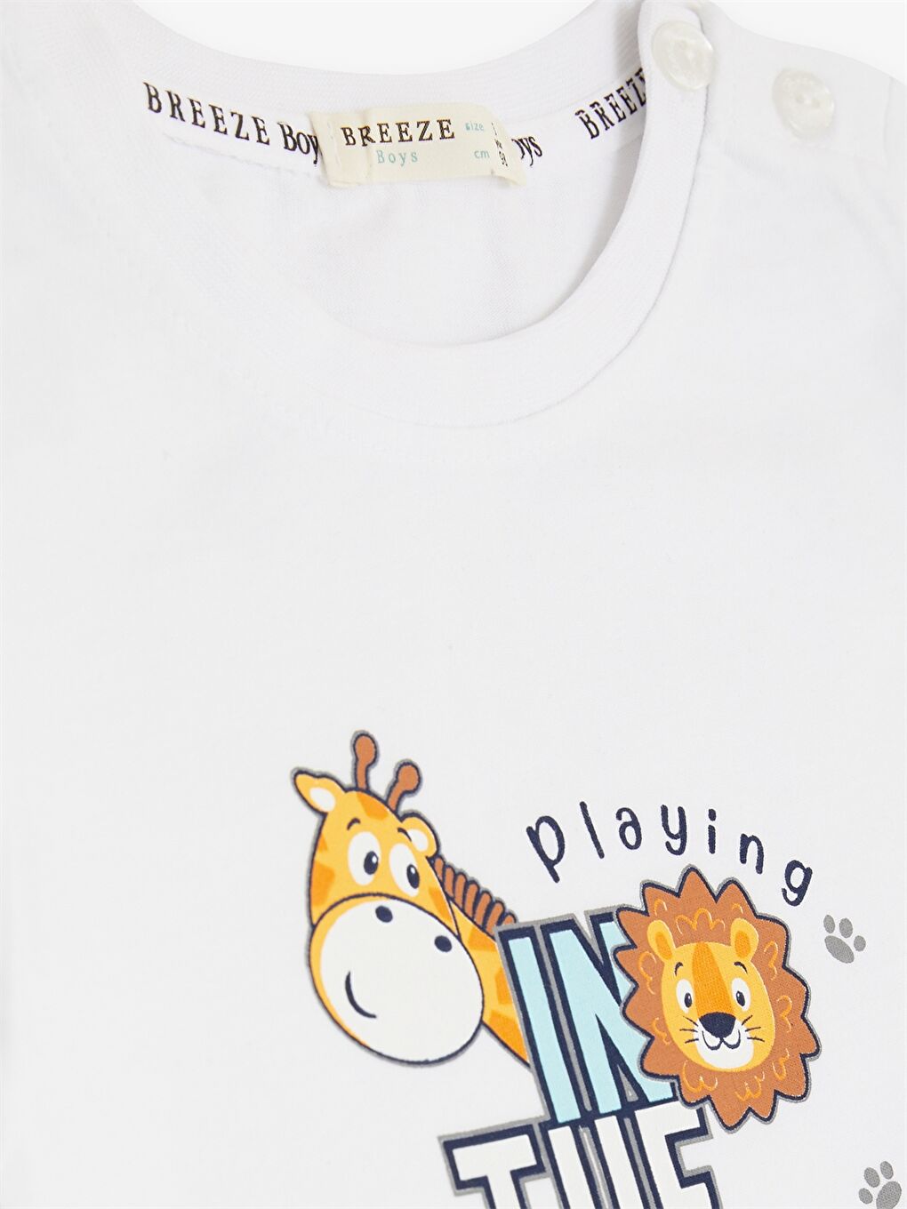 Beyaz Baskılı Erkek Bebek Tişört ve Şort-4