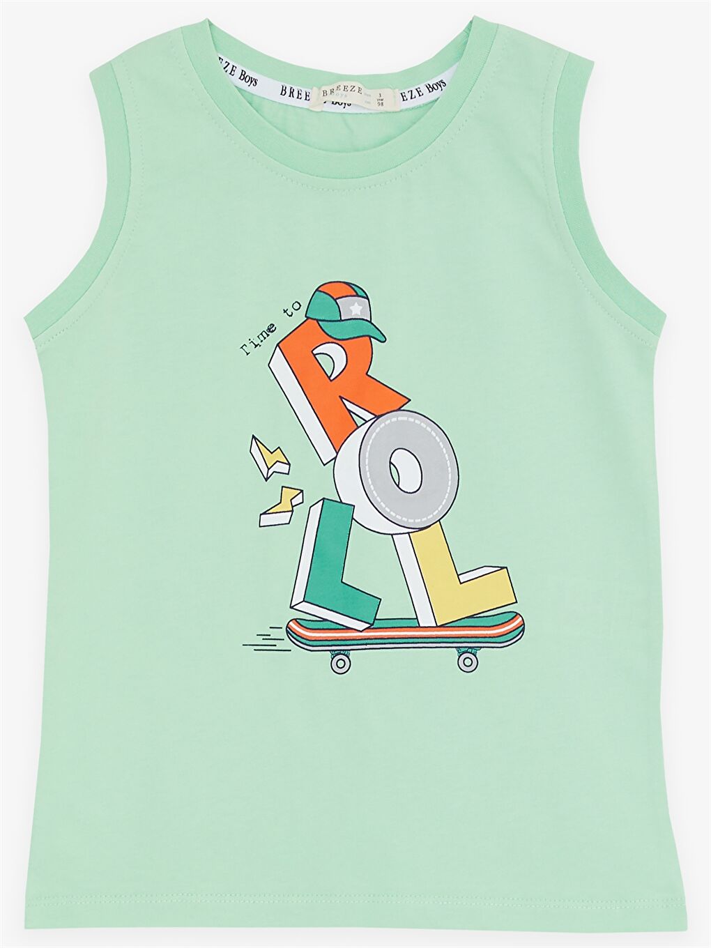 Turkuaz Bisiklet Yaka Baskılı Erkek Bebek Atlet ve Şort 2'li Takım-2