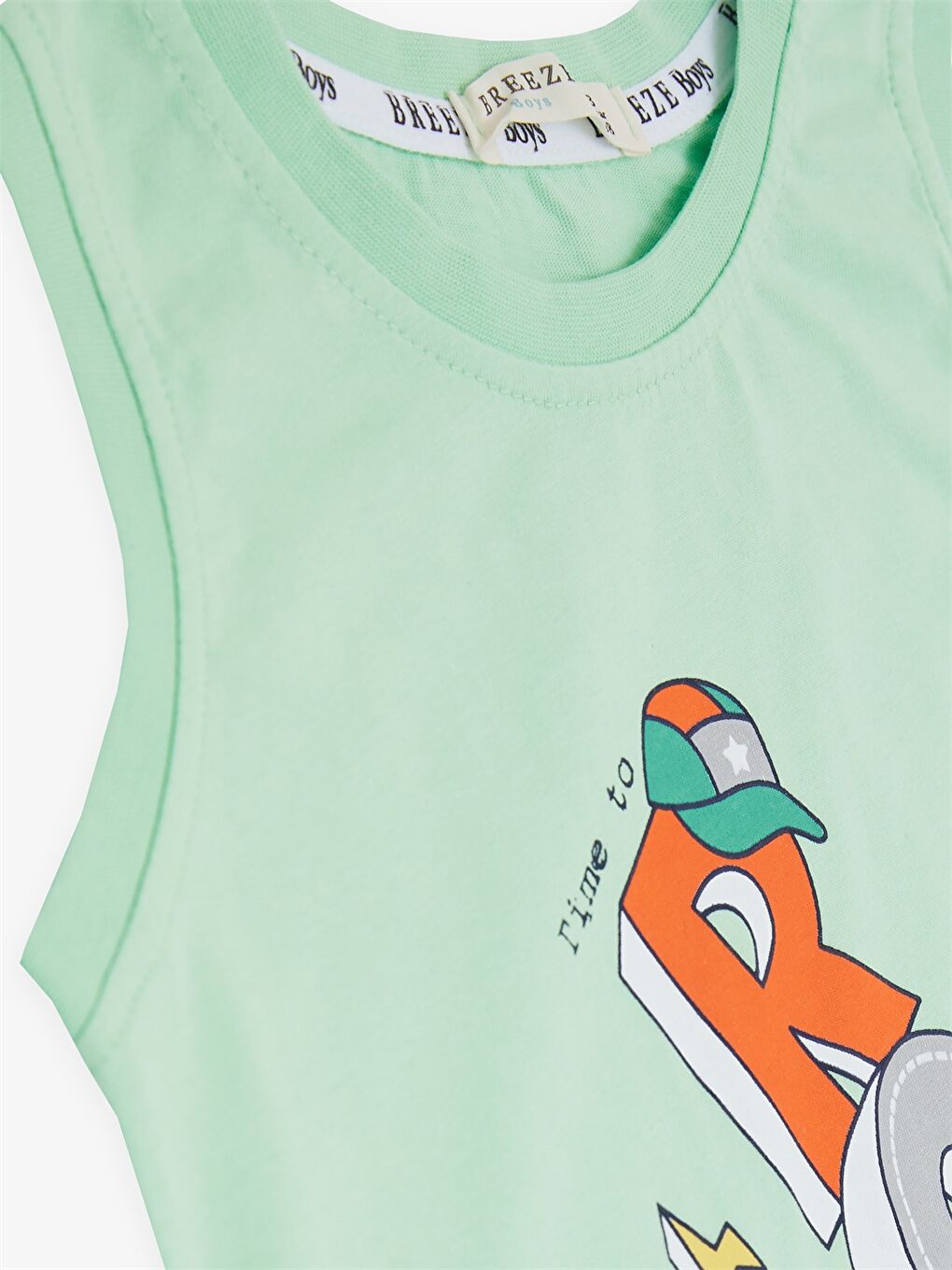 Turkuaz Bisiklet Yaka Baskılı Erkek Bebek Atlet ve Şort 2'li Takım-4