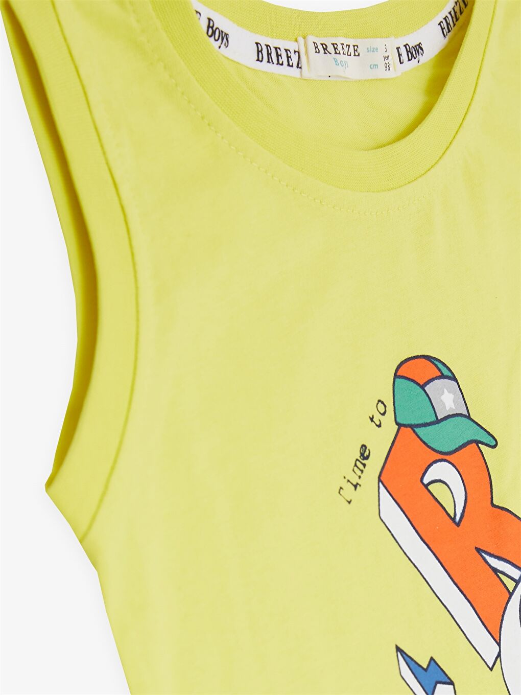 Sarı Bisiklet Yaka Baskılı Erkek Bebek Atlet ve Şort 2'li Takım-4