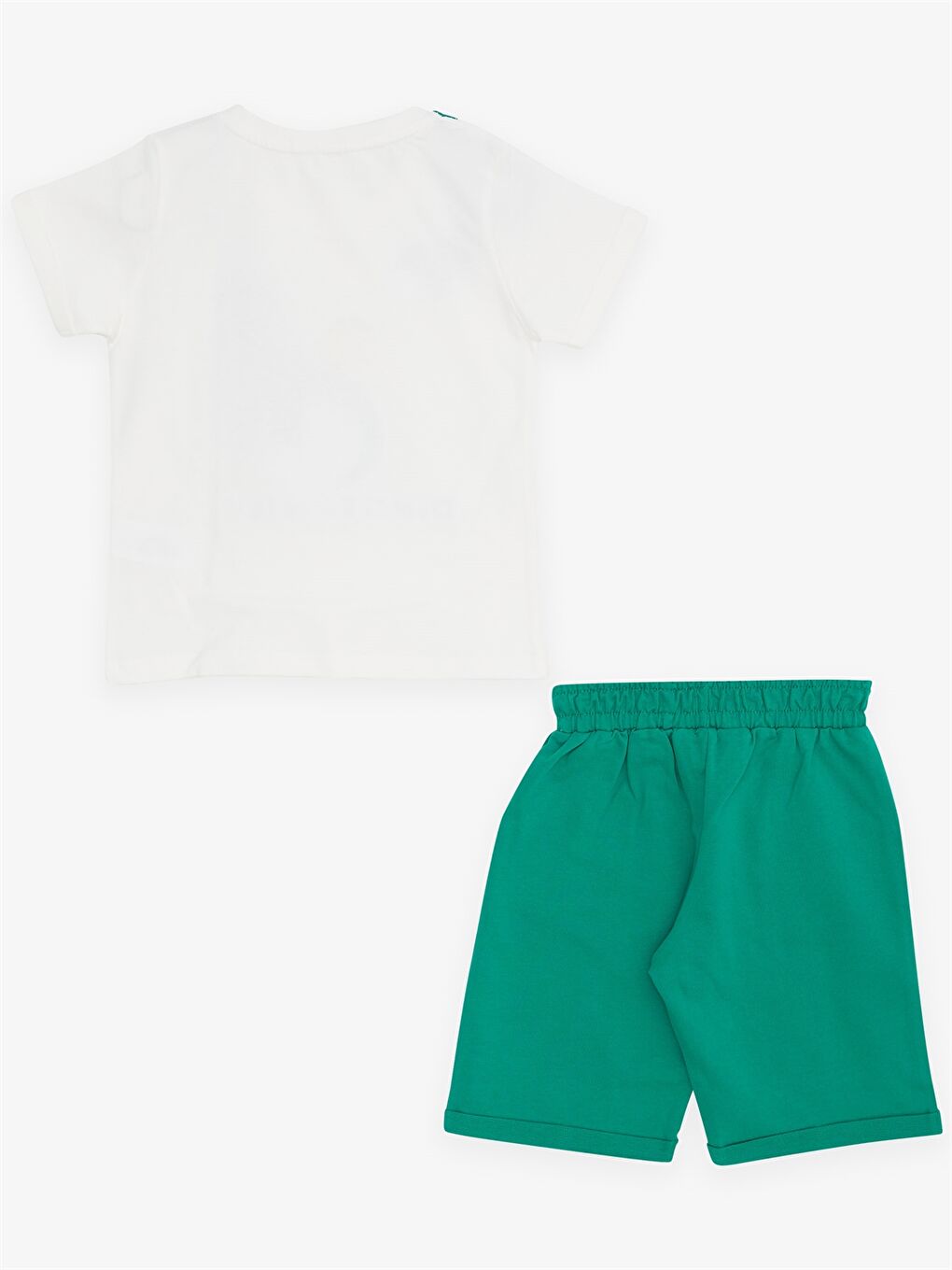 Beyaz Baskılı Erkek Bebek Tişört ve Şort-1