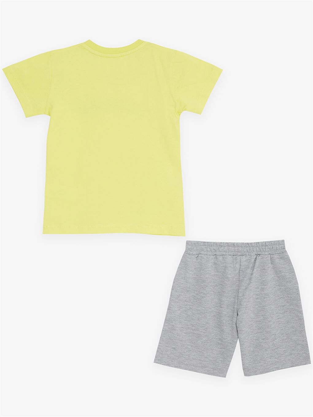 Sarı Bisiklet Yaka Baskılı Erkek Bebek Tişört ve Şort 2'li Takım-1
