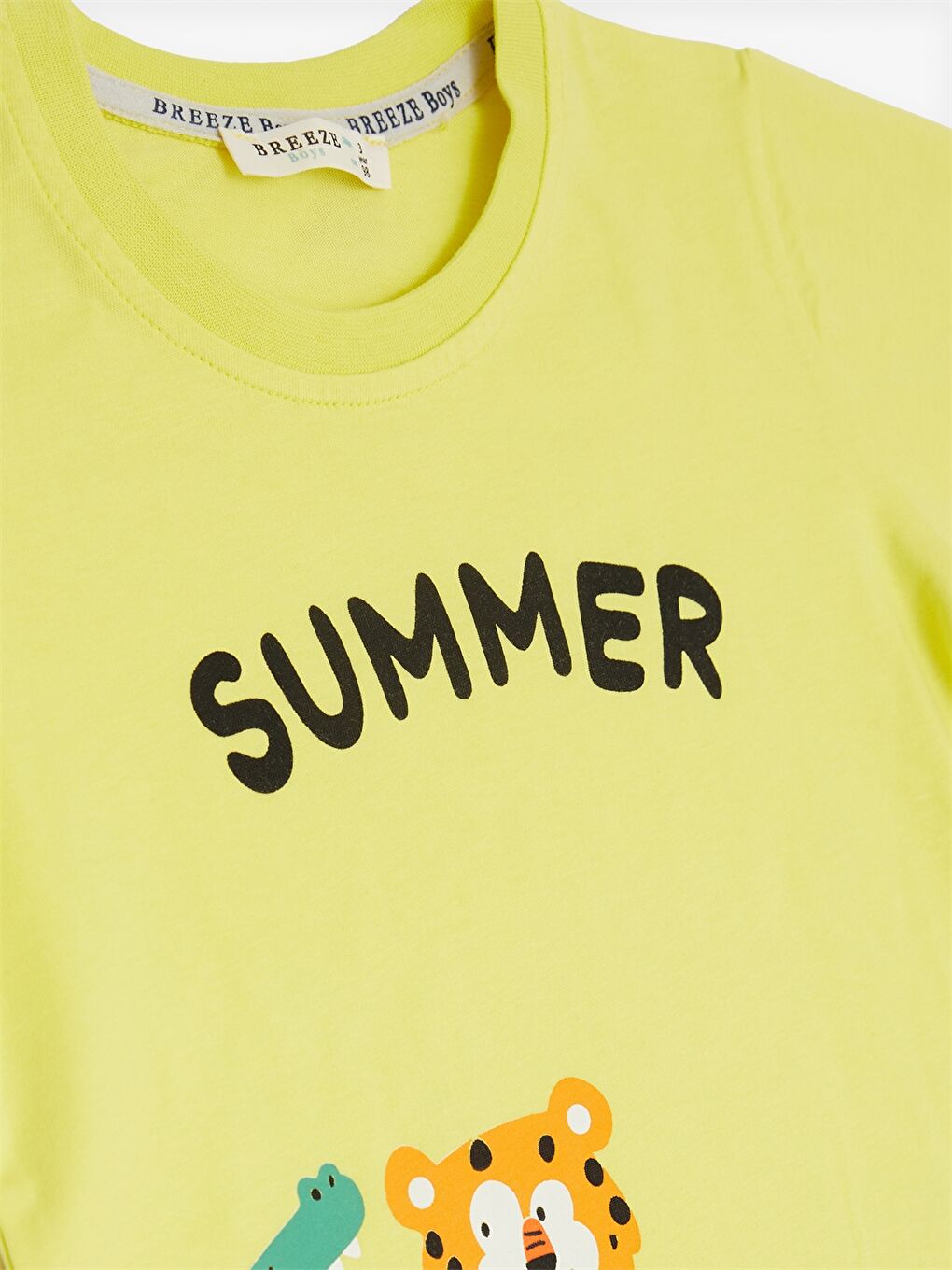 Sarı Bisiklet Yaka Baskılı Erkek Bebek Tişört ve Şort 2'li Takım-4