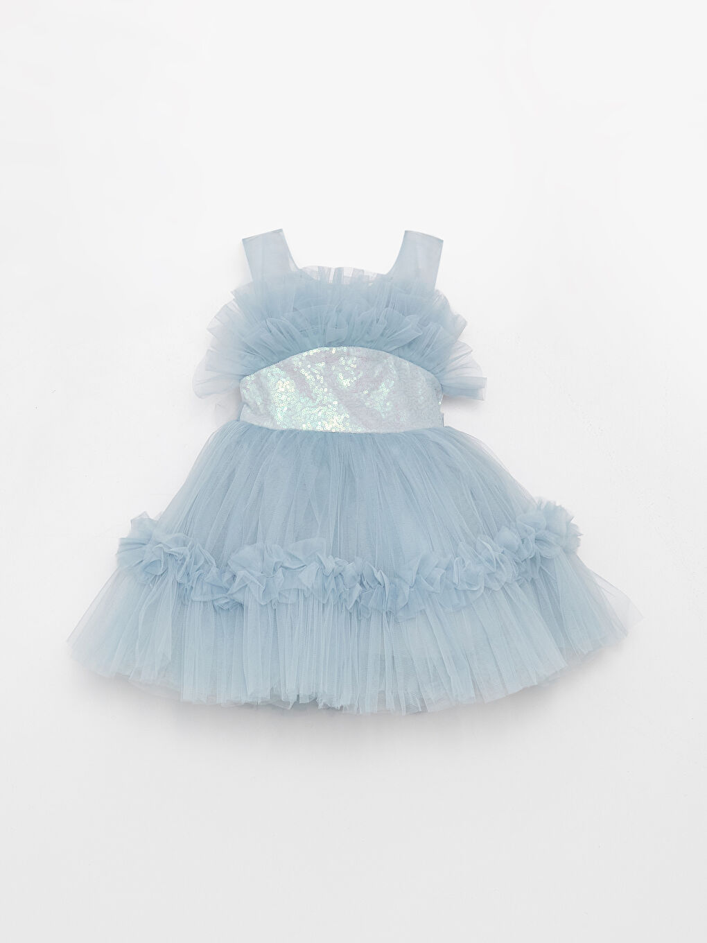 Mavi Bisiklet Yaka Kız Bebek Tütü Elbise