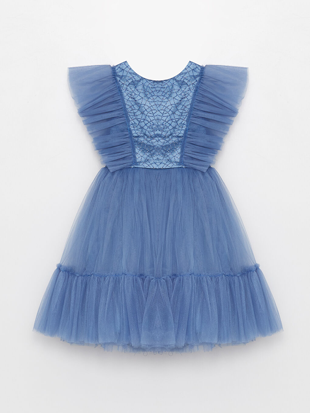 Mavi Bisiklet Yaka Kız Çocuk Tütü Elbise
