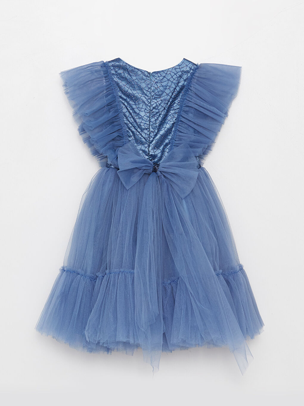 Mavi Bisiklet Yaka Kız Çocuk Tütü Elbise-1