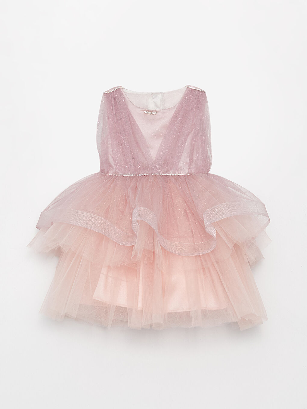 Pembe Bisiklet Yaka Kız Bebek Tütü Elbise