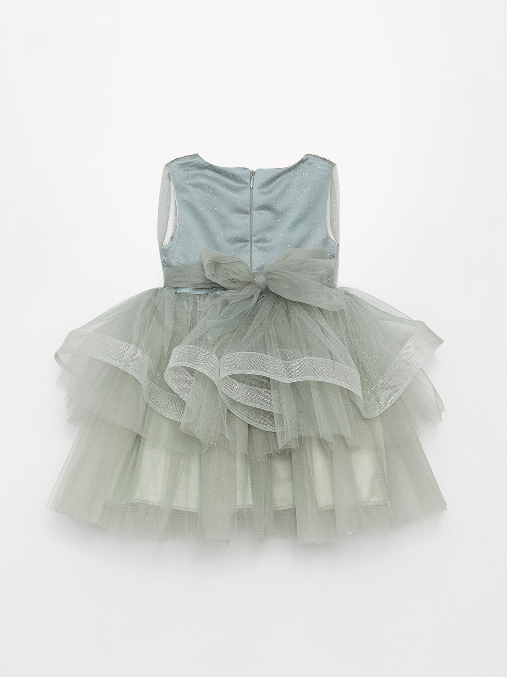 Yeşil Bisiklet Yaka Kız Bebek Tütü Elbise-1