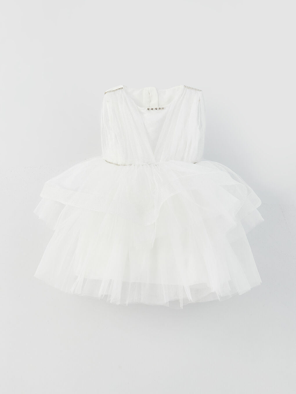 Ekru Bisiklet Yaka Kız Bebek Tütü Elbise