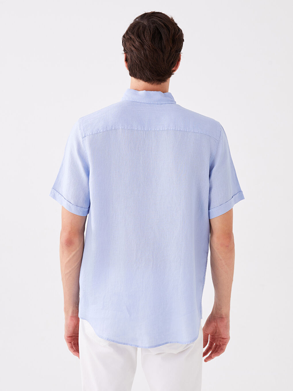 Mavi Regular Fit Kısa Kollu %100 Keten Erkek Gömlek-4
