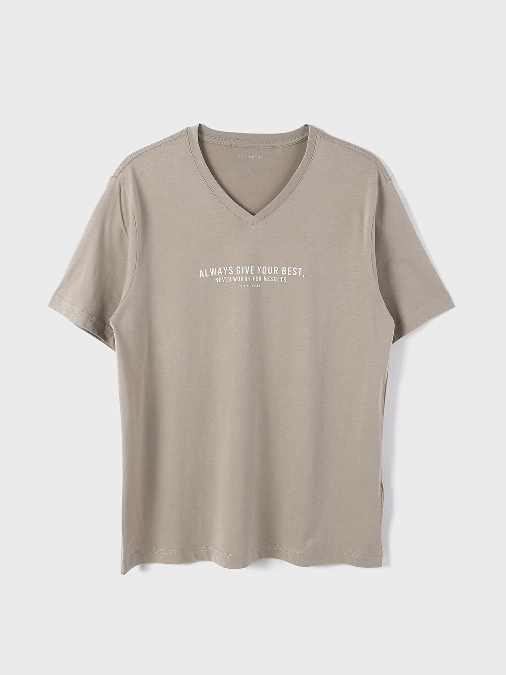 V-Neck Short Sleeve Printed Men's T-Shirt