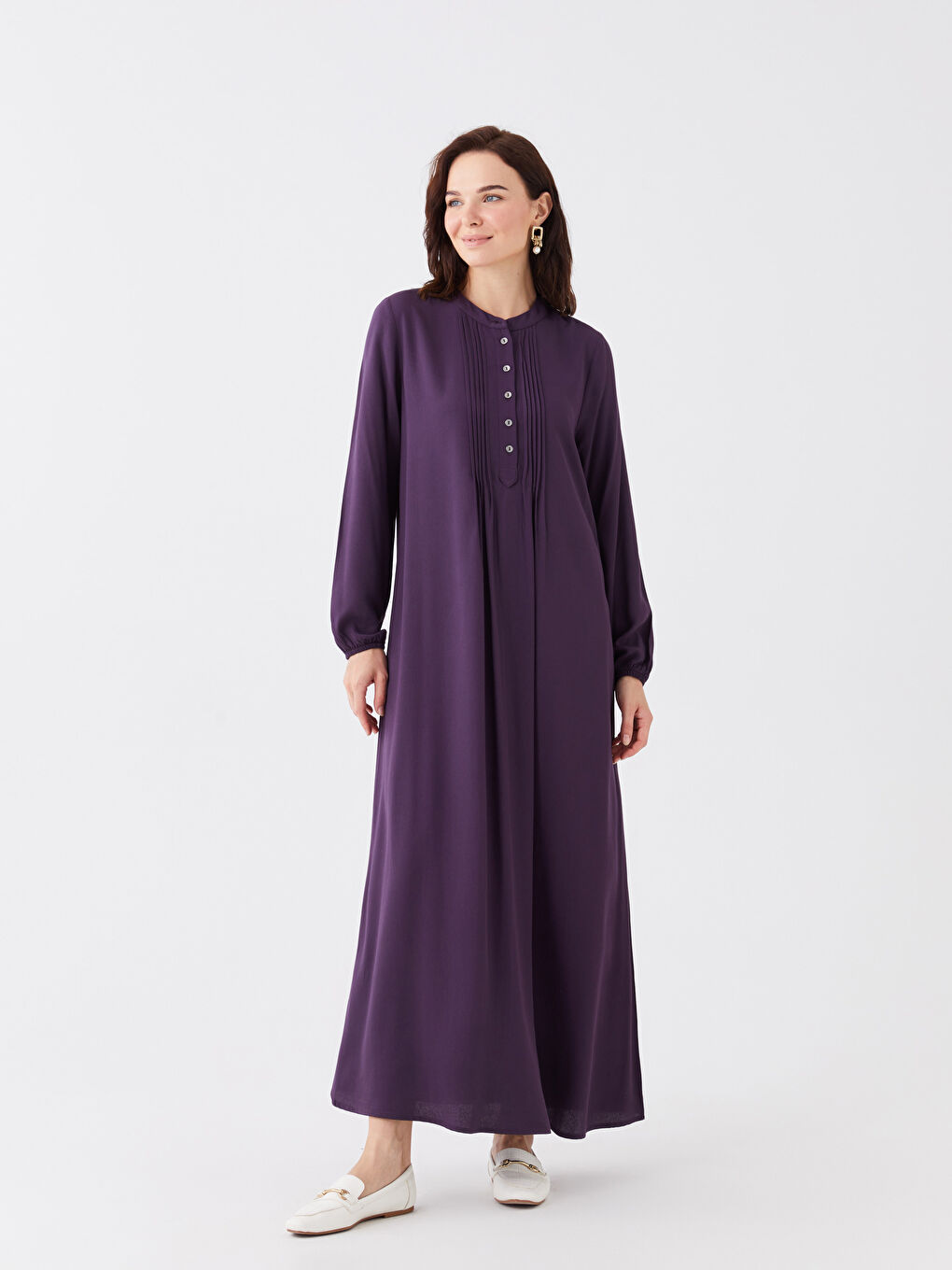 morez LCW Grace Bisiklet Yaka Düz Uzun Kollu Kadın Elbise -S3KM90Z8-HLS