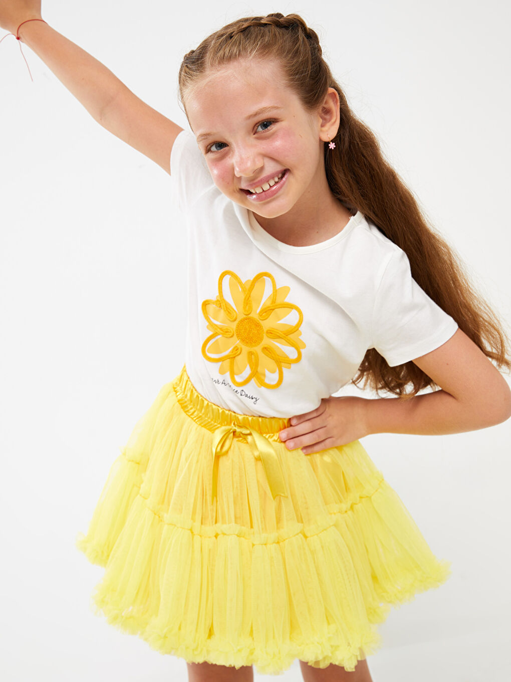 Sarı Beli Lastikli Kız Çocuk Tütü Etek-2