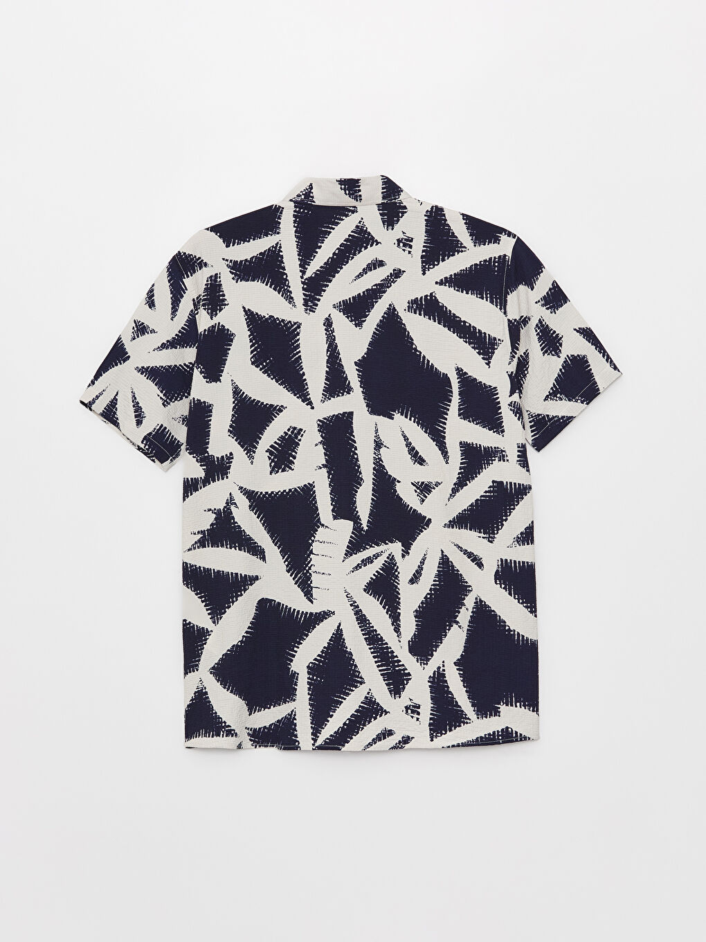 Lacivert Regular Fit Kısa Kollu Desenli Erkek Gömlek-6