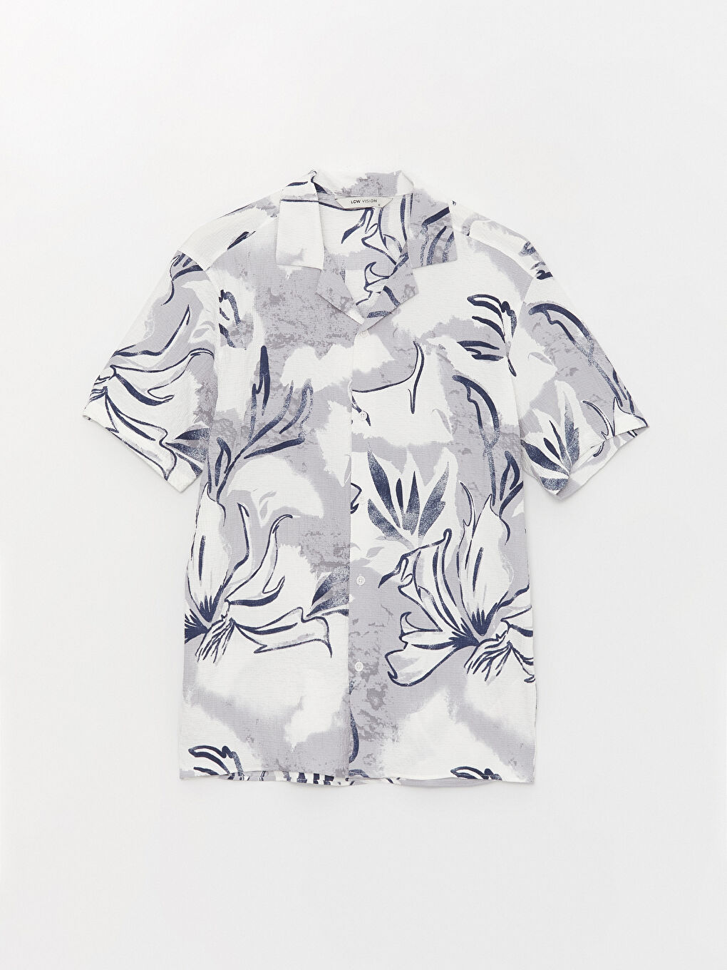 Gri Regular Fit Kısa Kollu Desenli Erkek Gömlek-5