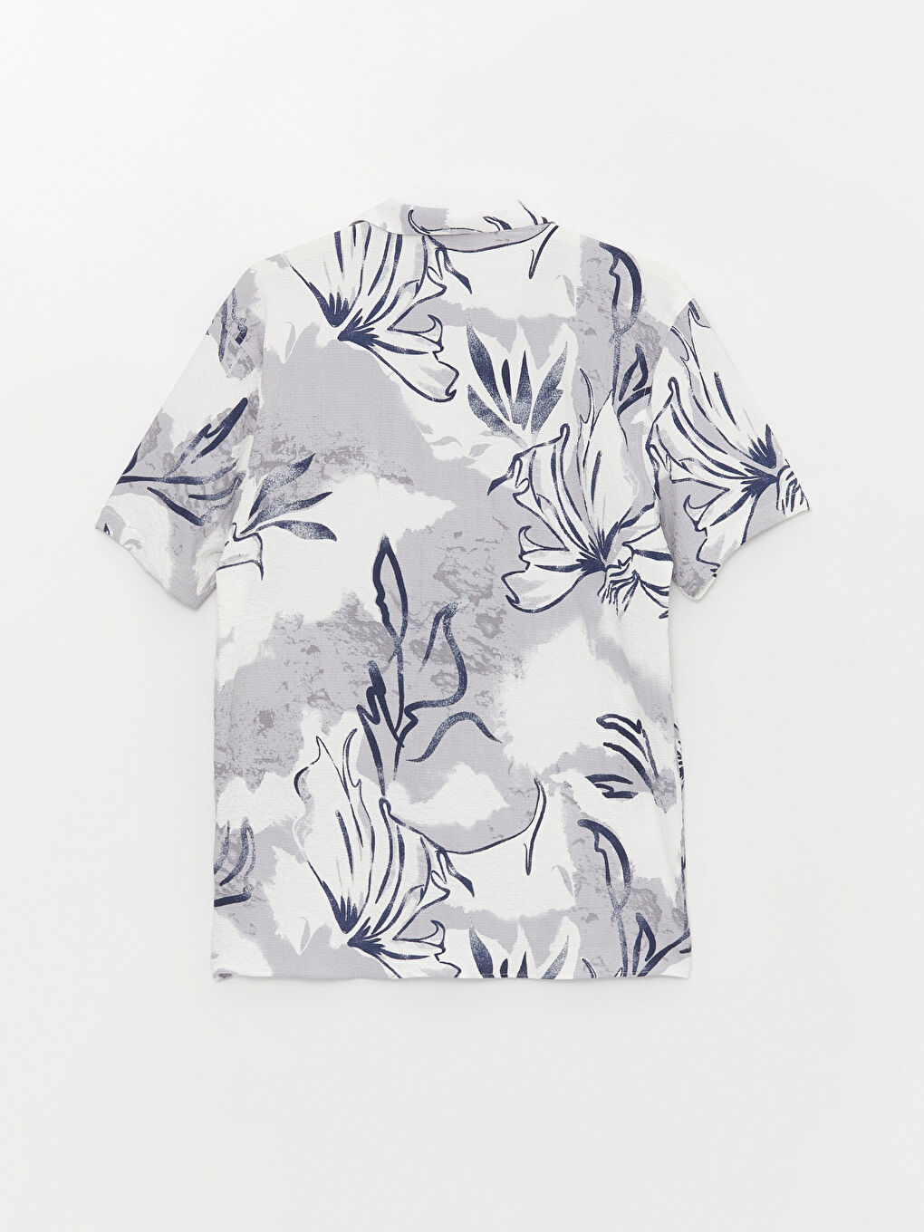 Gri Regular Fit Kısa Kollu Desenli Erkek Gömlek-6