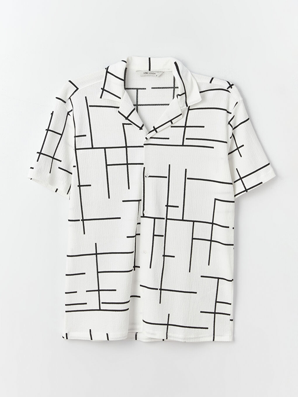 Beyaz Regular Fit Kısa Kollu Desenli Erkek Gömlek-5