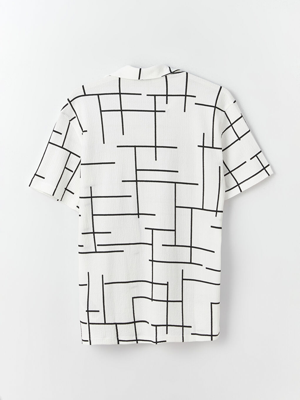 Beyaz Regular Fit Kısa Kollu Desenli Erkek Gömlek-6