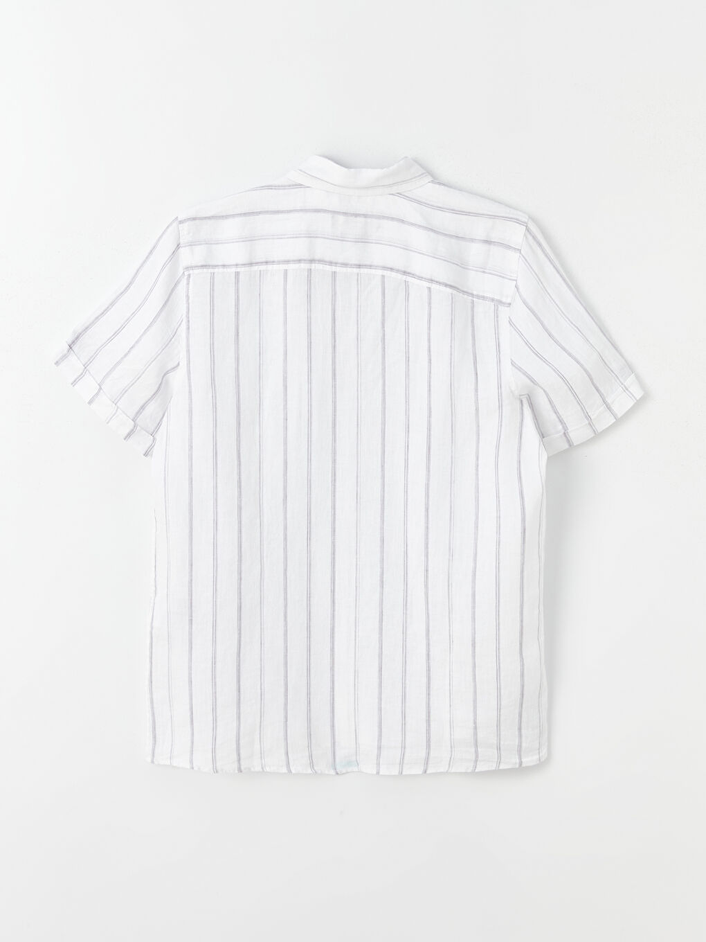 Beyaz Regular Fit Kısa Kollu %100 Keten Erkek Gömlek-6