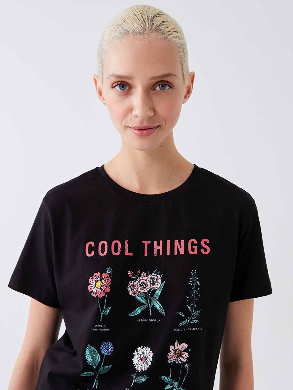 Crew Neck Printed Short Sleeve Women's T-Shirt -S3KN11Z8-CVL