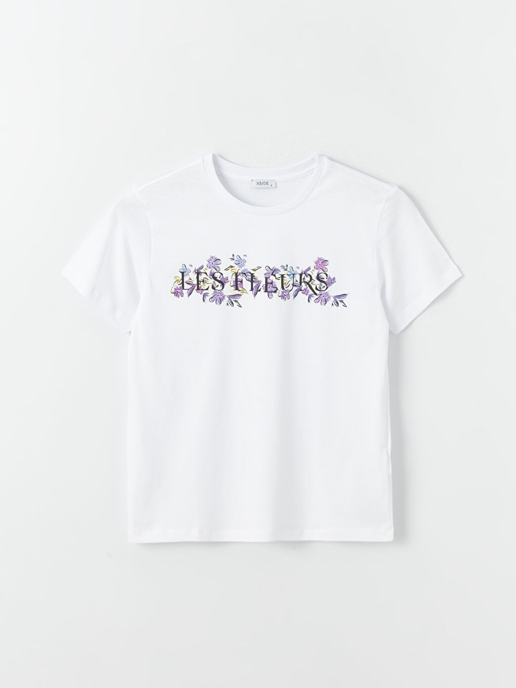 تيشيرت نسائي بأكمام قصيرة وياقة دائرية مطبوع-5