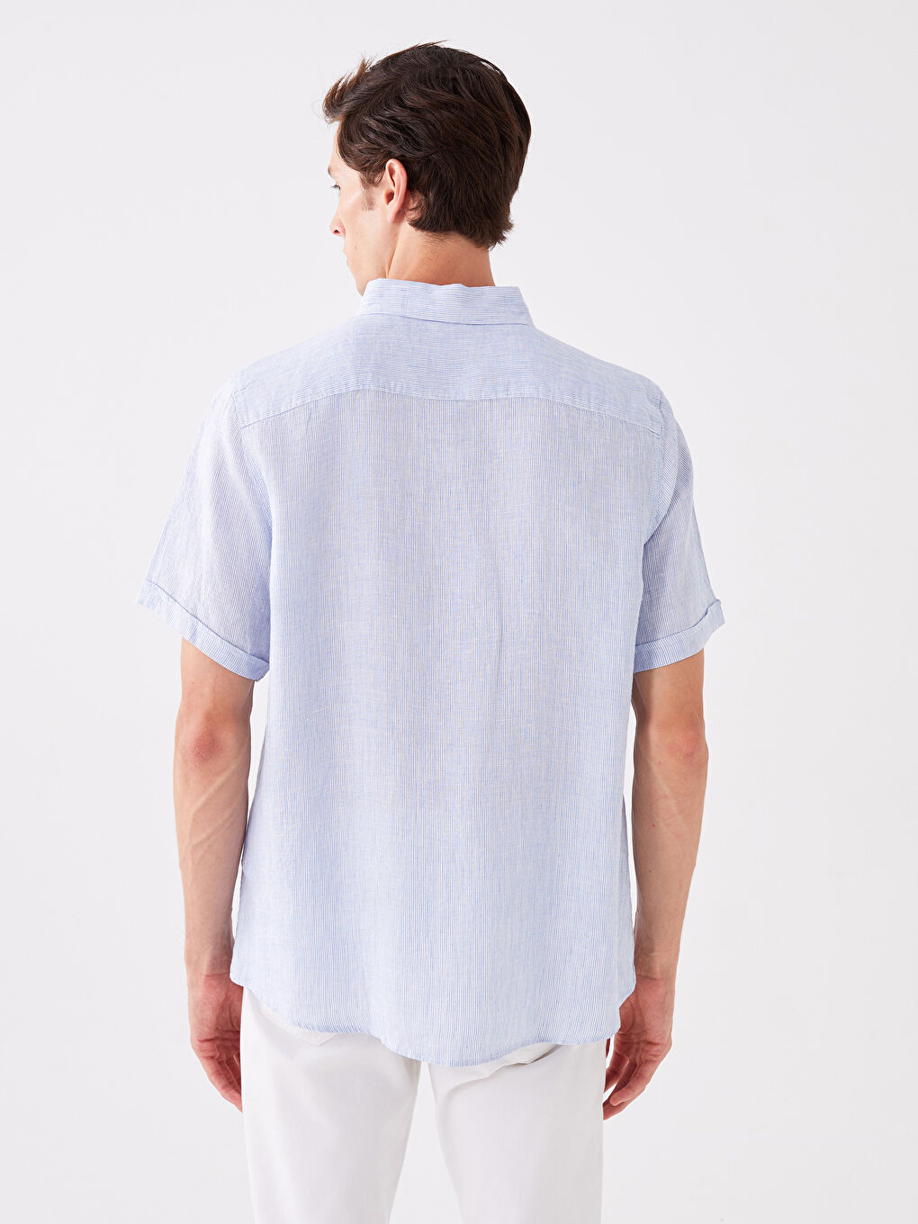 Mavi Regular Fit Kısa Kollu %100 Keten Erkek Gömlek-5