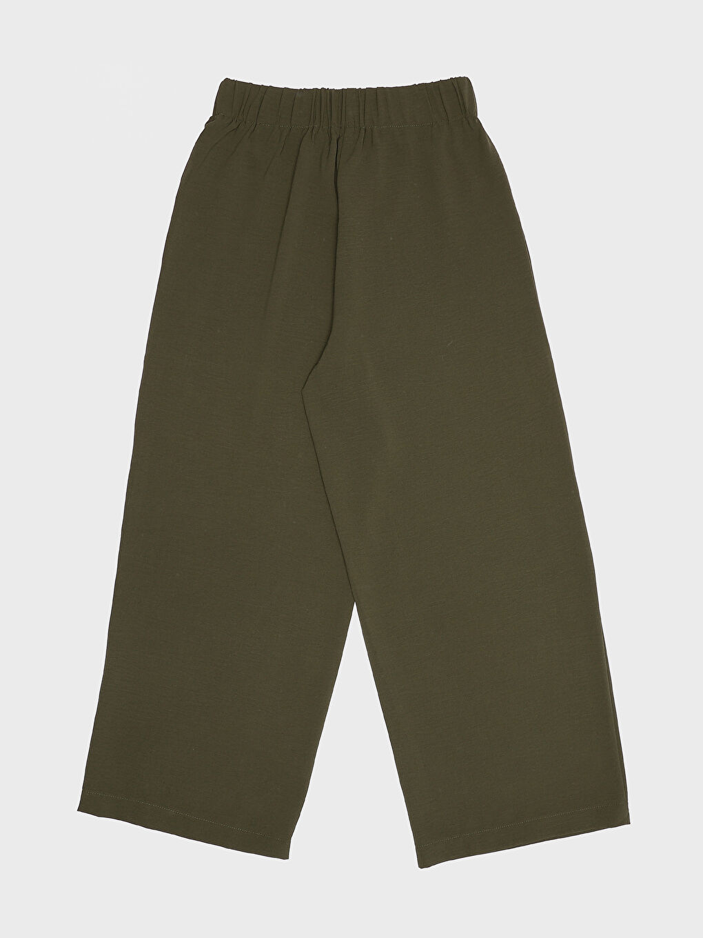 بنطلون واسع الساق سادة بخصر مرن للسيدات-1