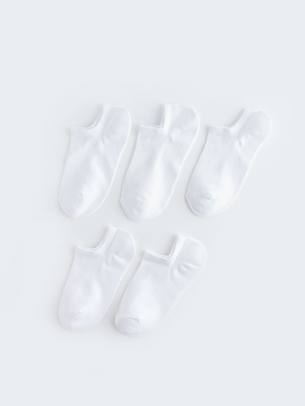 Beyaz Kadın Düz Patik Çorap 5'li