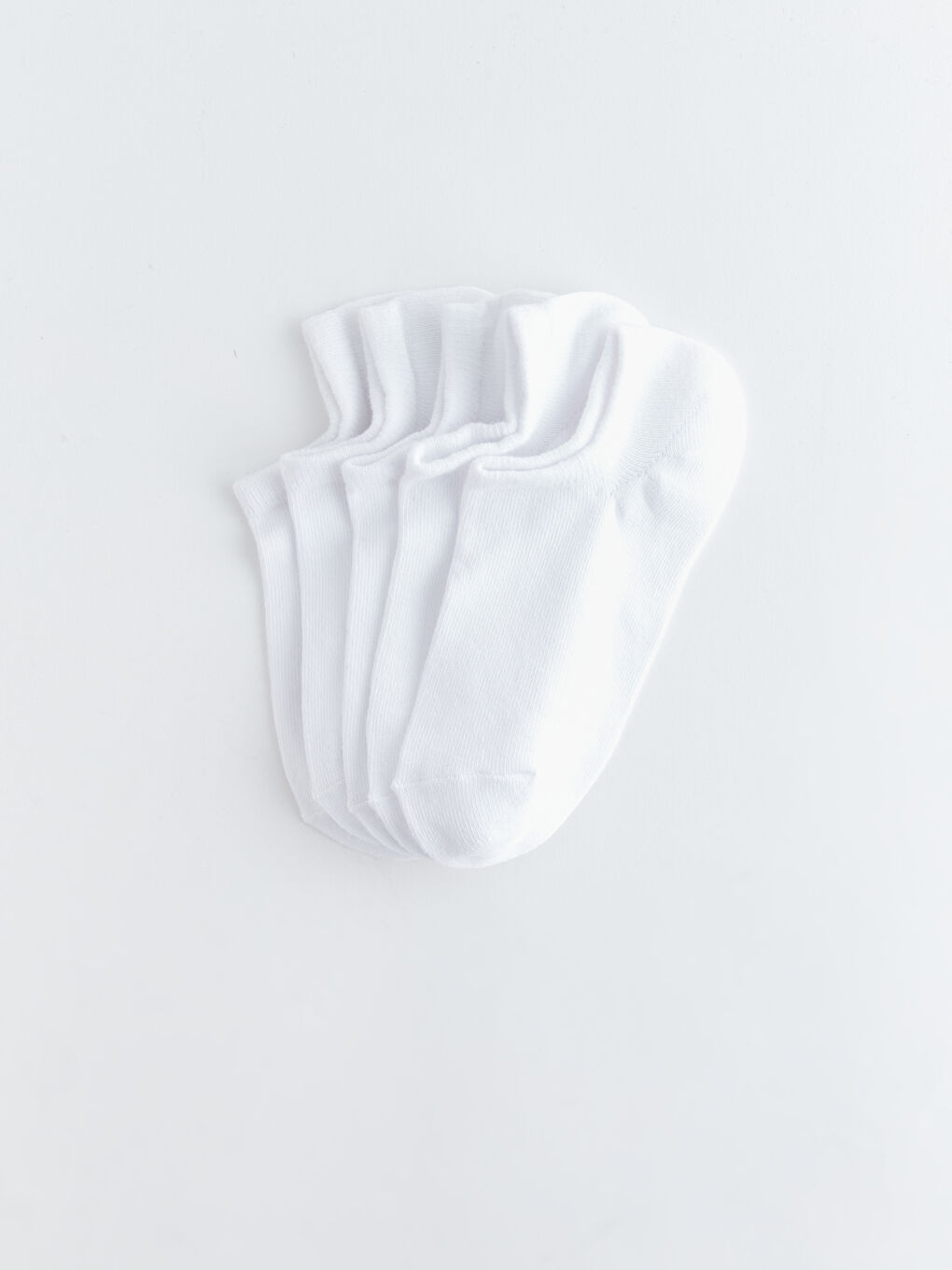 Beyaz Kadın Düz Patik Çorap 5'li-1