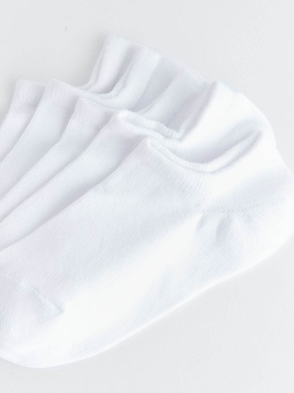 Beyaz Kadın Düz Patik Çorap 5'li-2