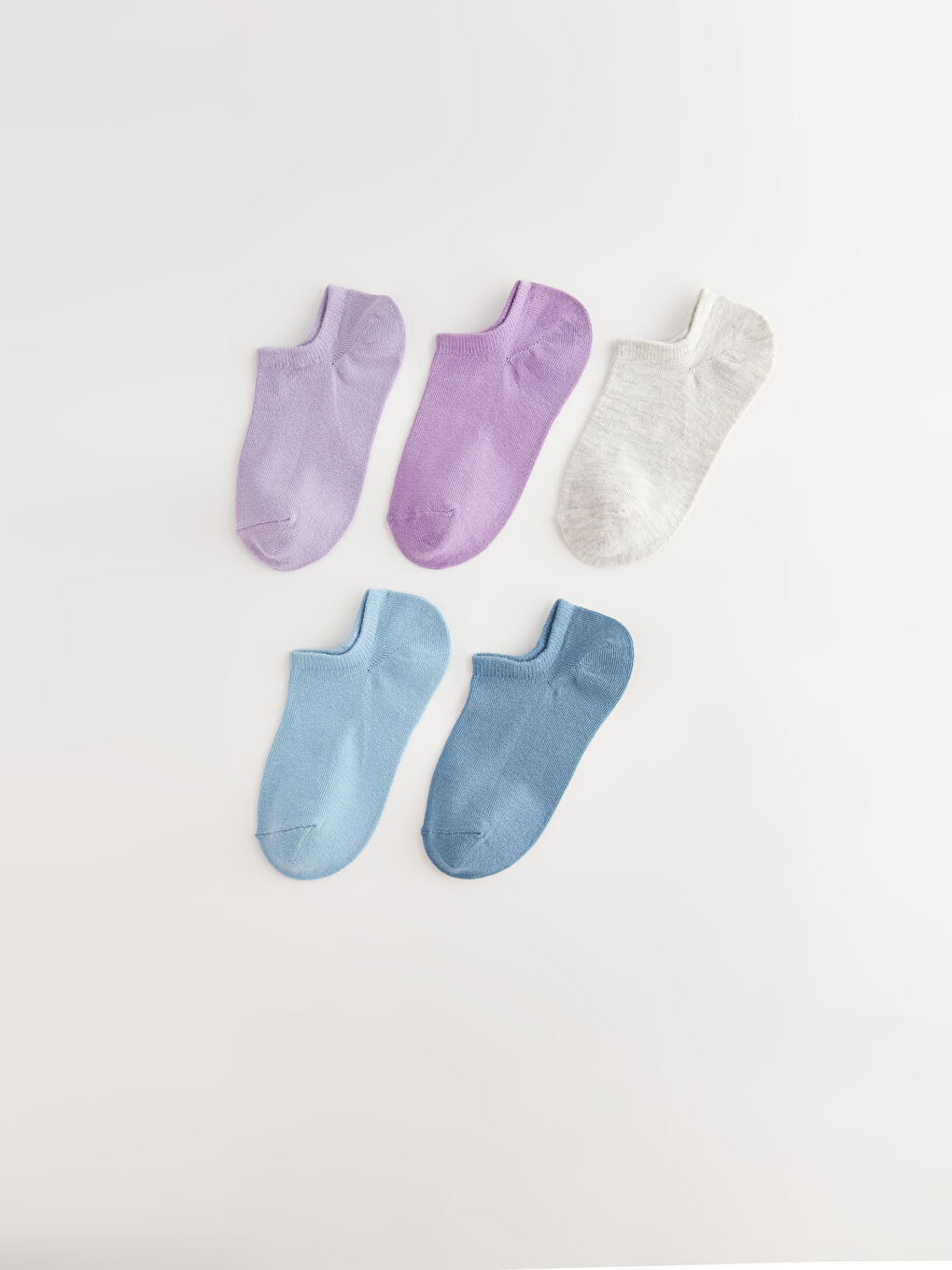 Lila Kadın Düz Patik Çorap 5'li-1
