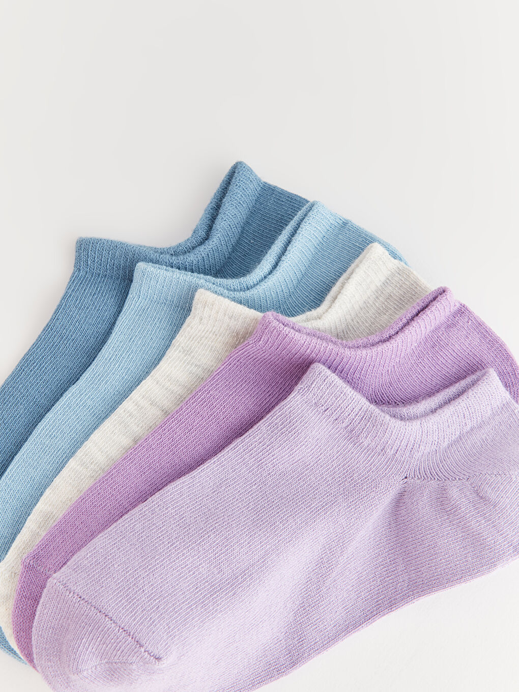 Lila Kadın Düz Patik Çorap 5'li-2