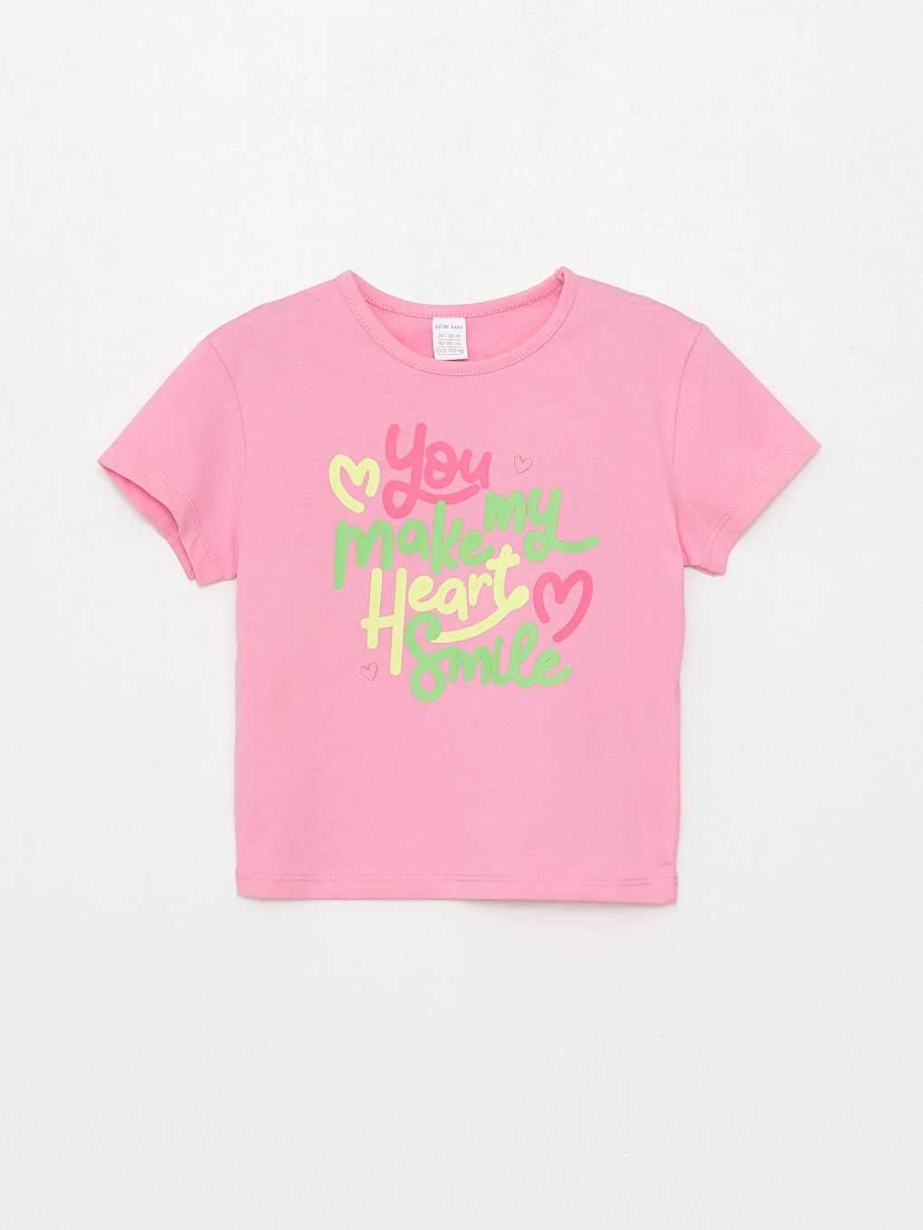 Pembe Bisiklet Yaka Baskılı Kız Bebek Tişört