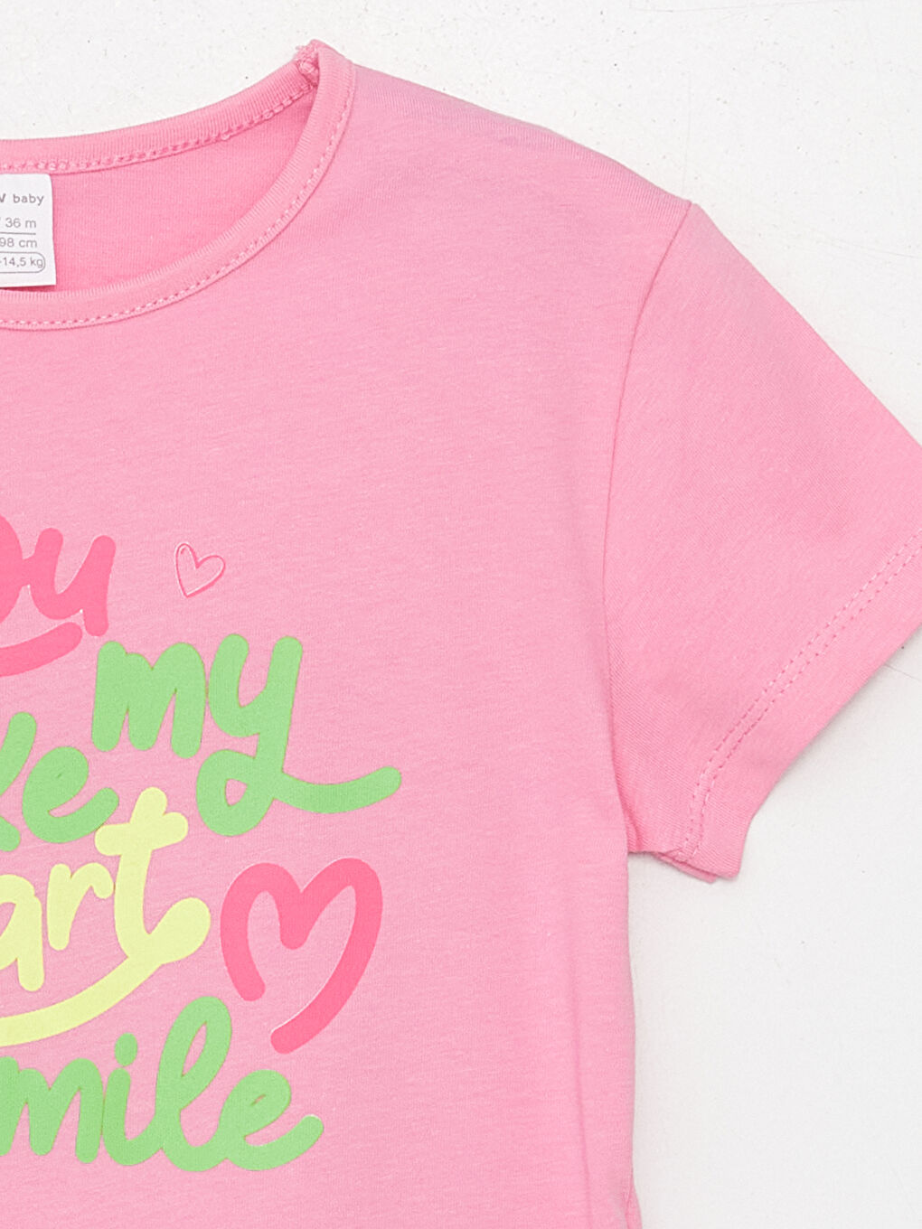 Pembe Bisiklet Yaka Baskılı Kız Bebek Tişört-2