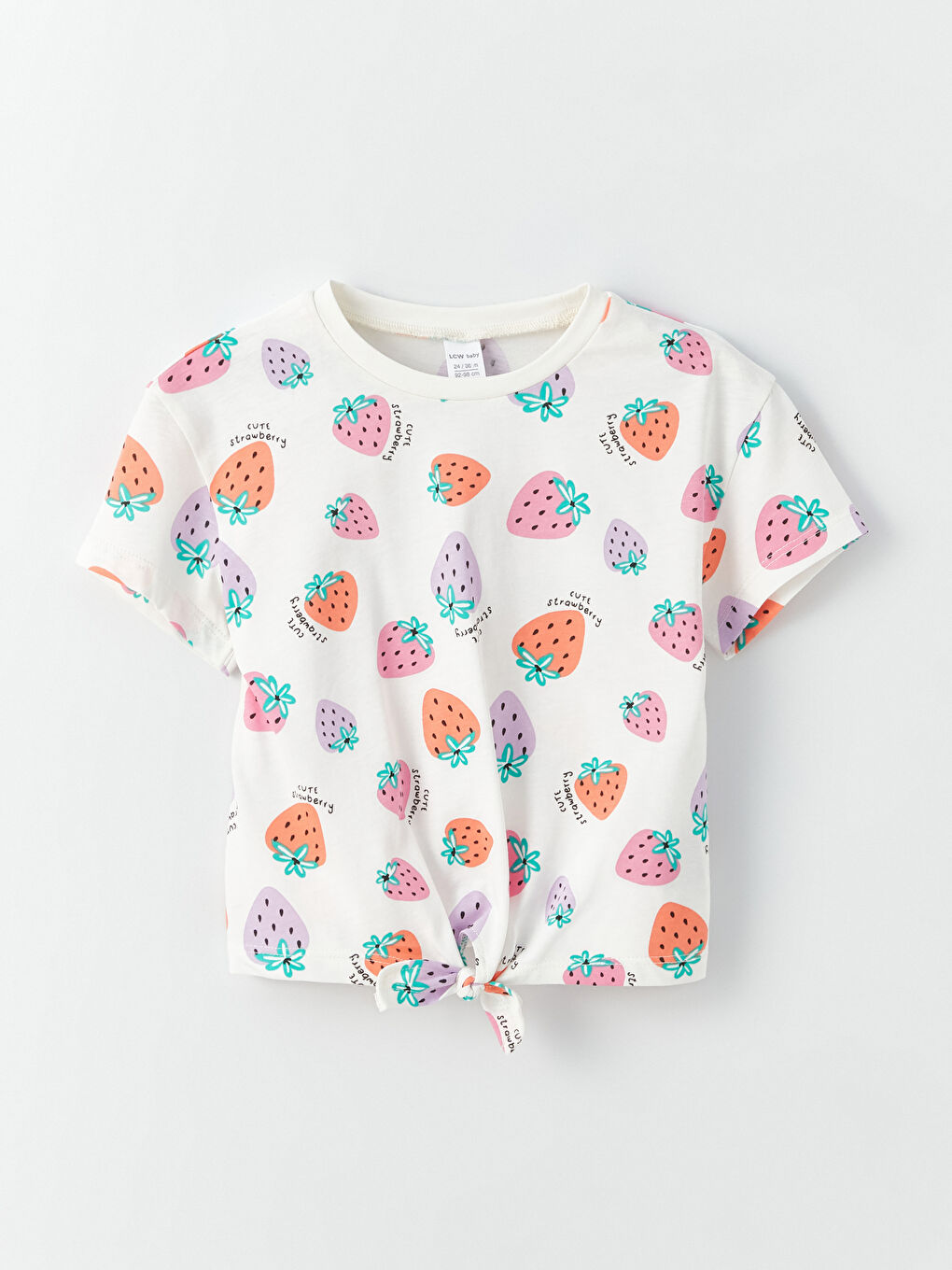 Beyaz Bisiklet Yaka Kız Bebek Tişört