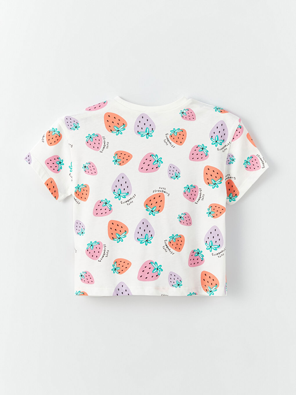 Beyaz Bisiklet Yaka Kız Bebek Tişört-1