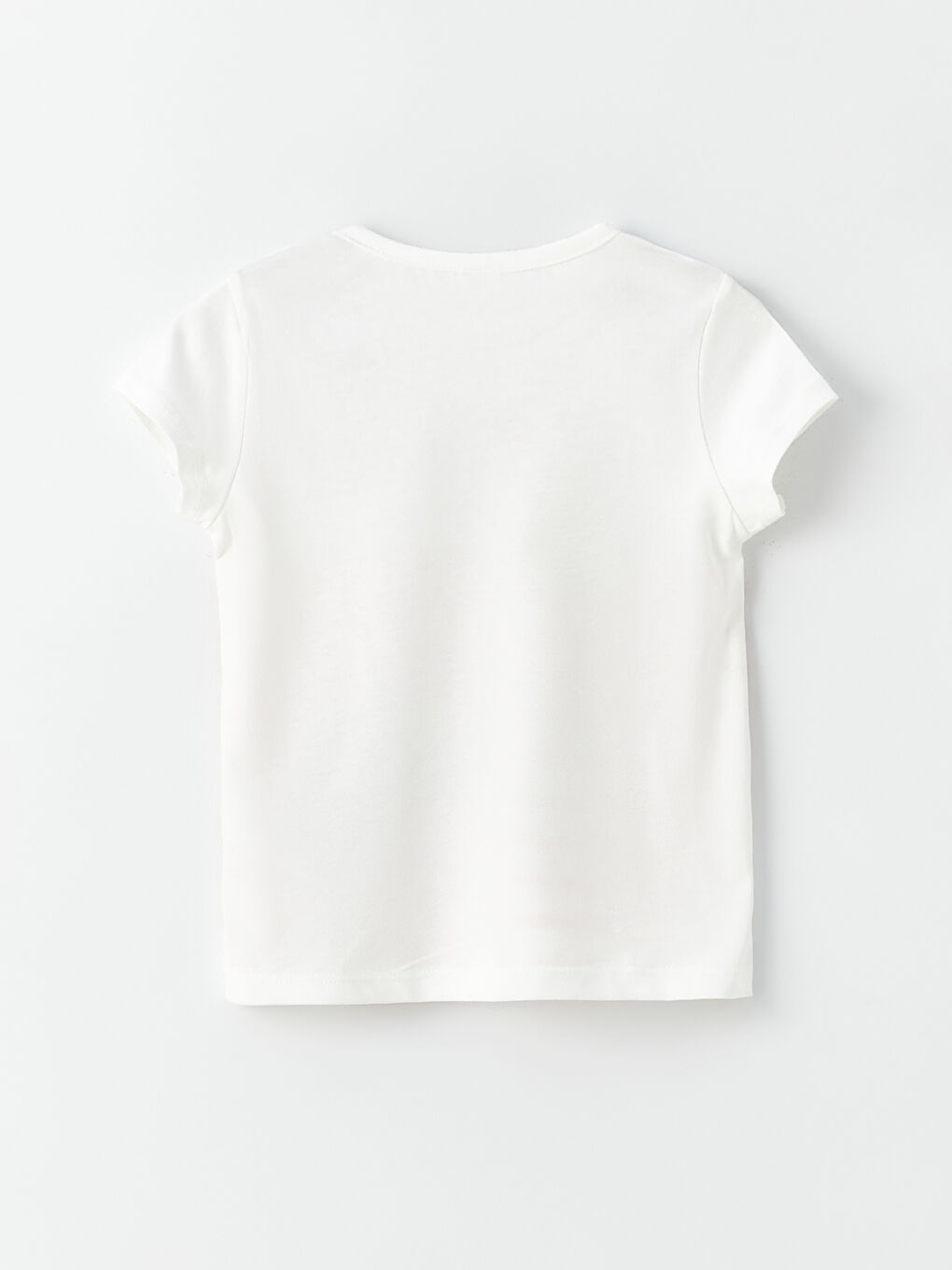 Beyaz Bisiklet Yaka Kısa Kollu Kız Bebek Tişört 2'li-2
