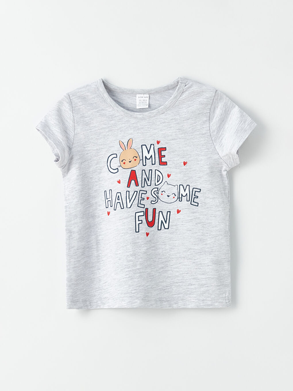 Beyaz Bisiklet Yaka Kısa Kollu Kız Bebek Tişört 2'li-3