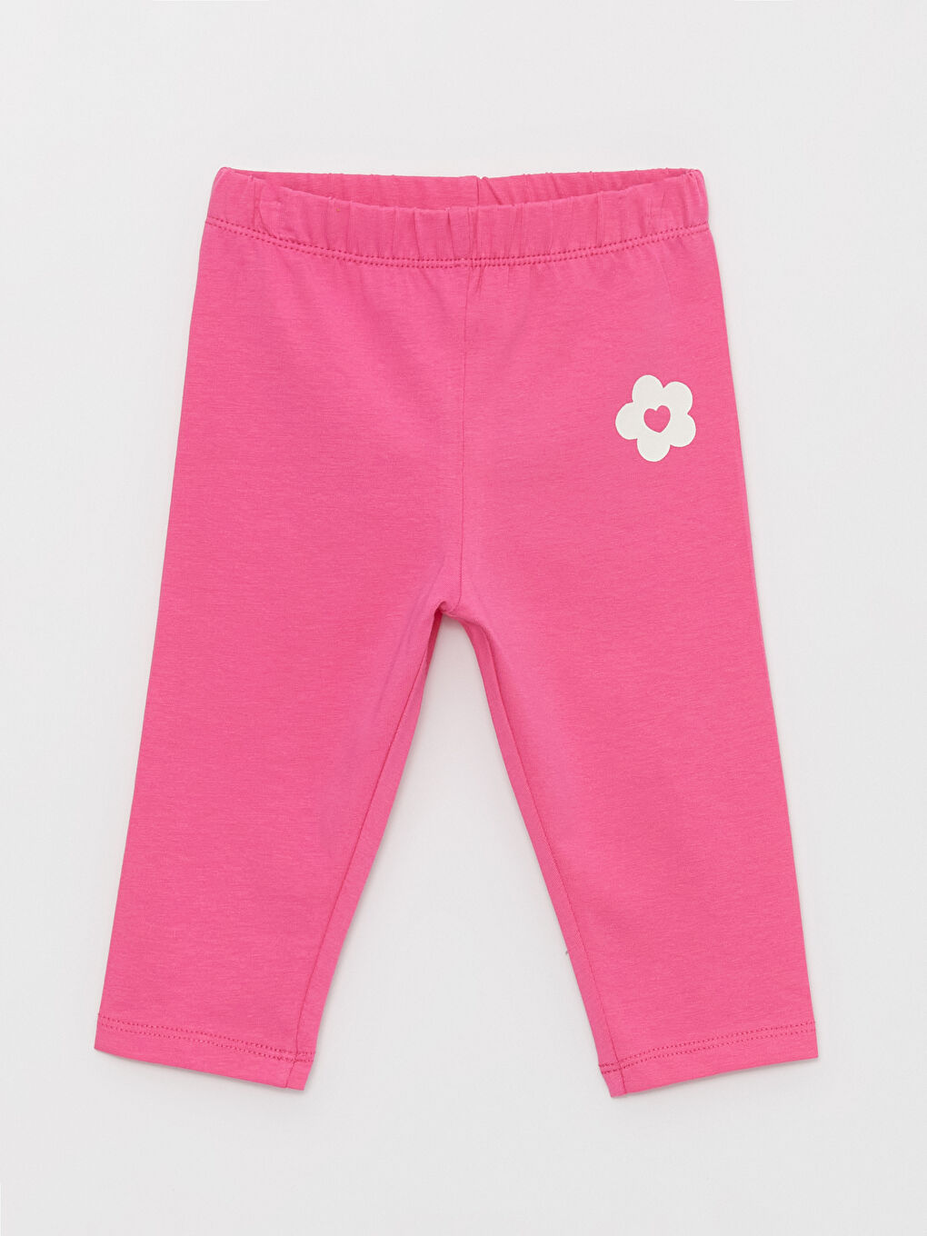 LCW baby Pembe Beli Lastikli Baskılı 3/4 Boy Kız Bebek Tayt 2'li - 1