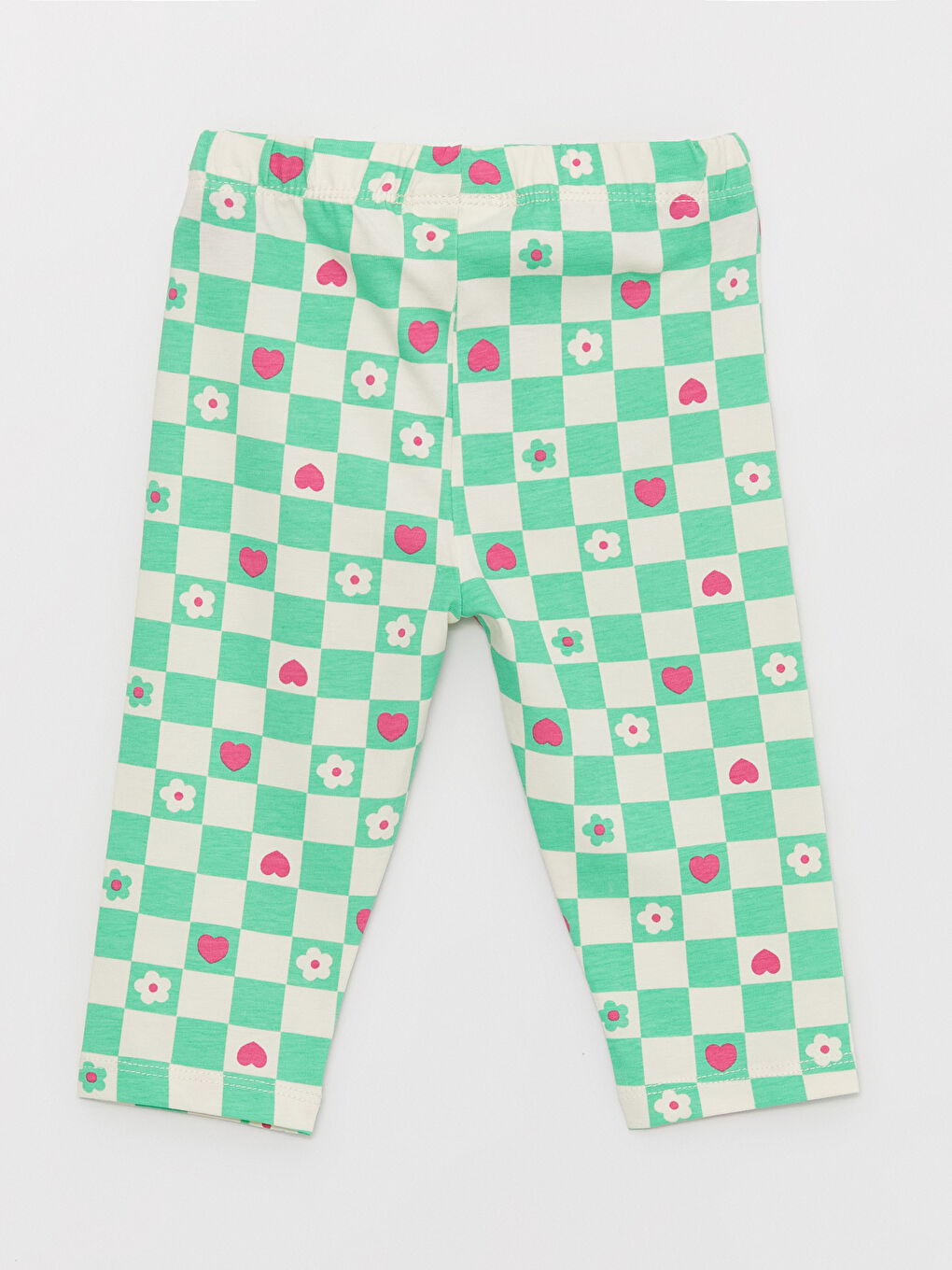 LCW baby Pembe Beli Lastikli Baskılı 3/4 Boy Kız Bebek Tayt 2'li - 4