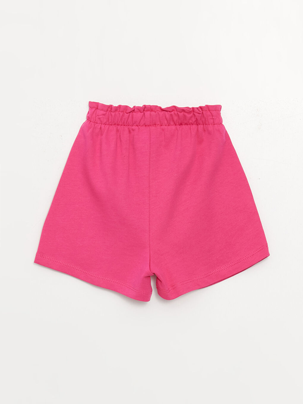 Fuşya Beli Lastikli Baskılı Kız Bebek Şort-1