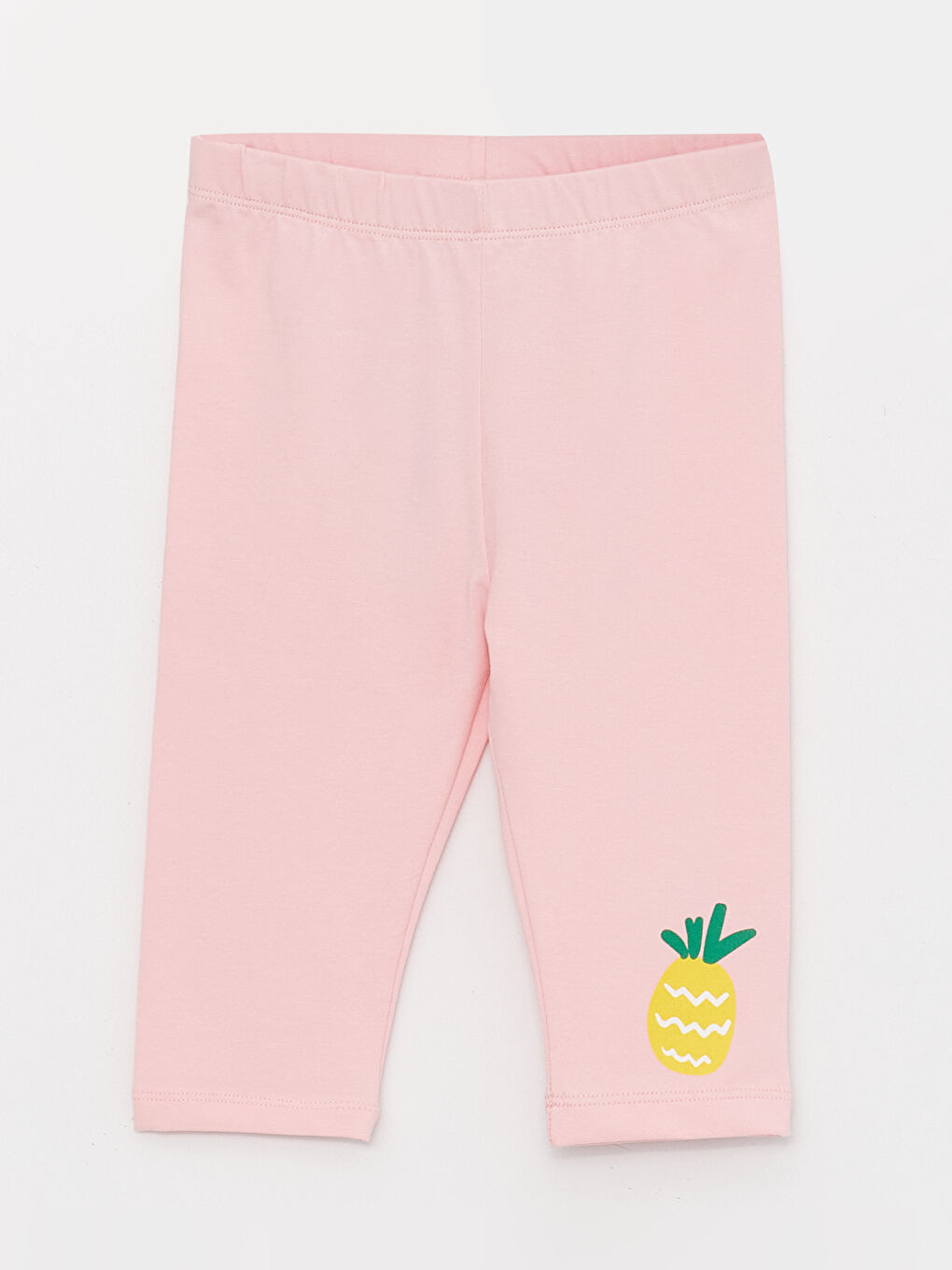 Pembe Beli Lastikli Baskılı 3/4 Boy Kız Bebek Tayt