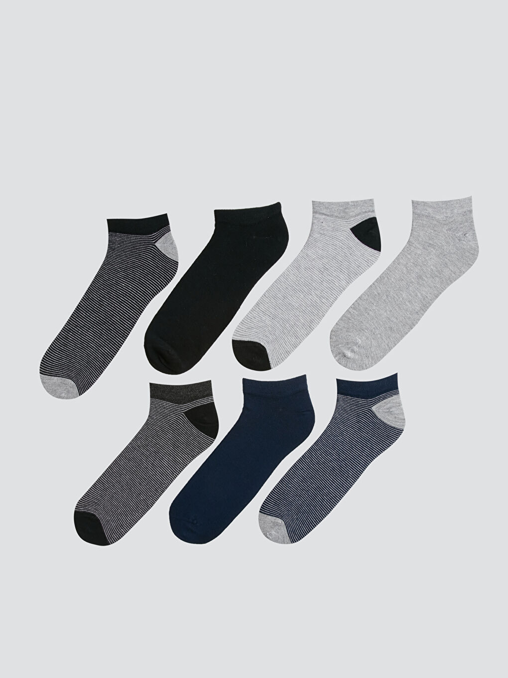 Karışık Çizgili Erkek Bambu Patik Çorap 7'li