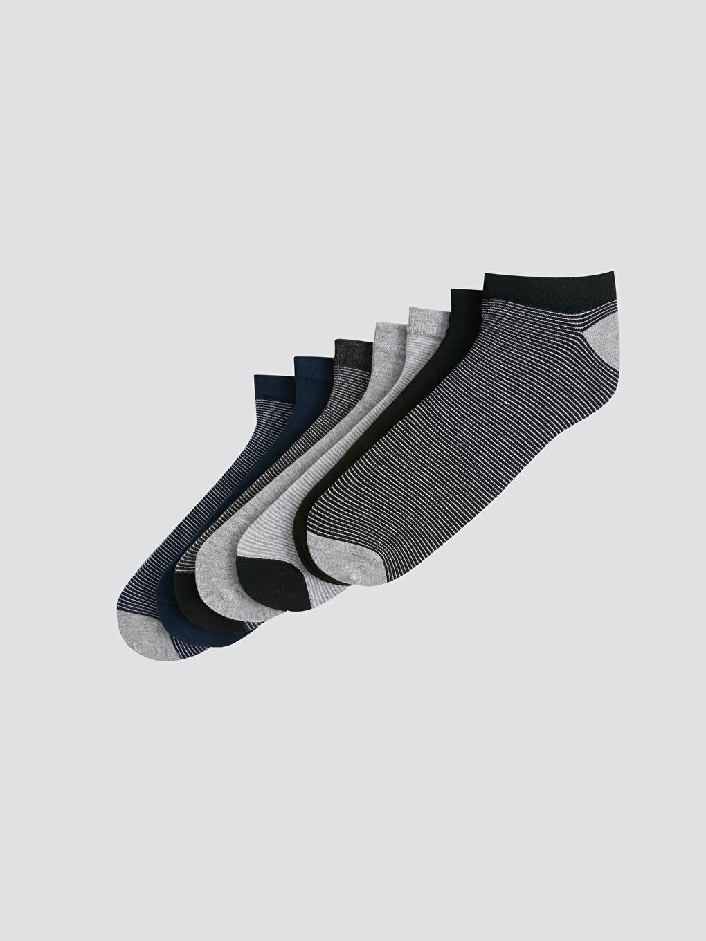 Karışık Çizgili Erkek Bambu Patik Çorap 7'li-1