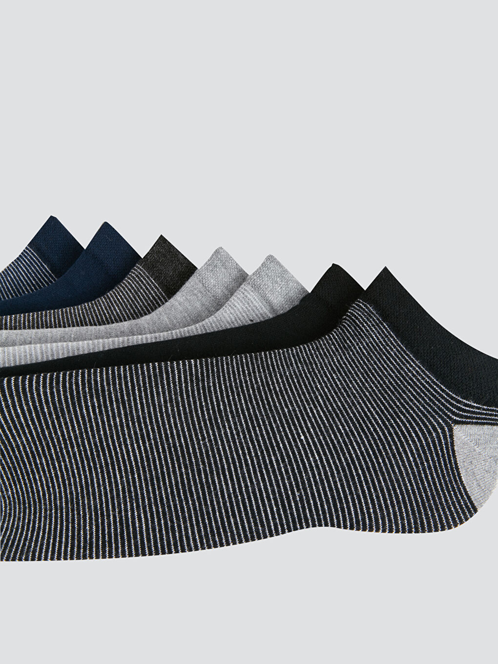 Karışık Çizgili Erkek Bambu Patik Çorap 7'li-2